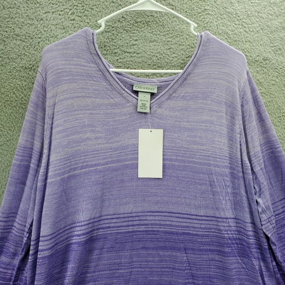 Catherines Women's Plus Size 1X Pointelle Ombre Pullover Sweater Purple - Picture 3 of 10
